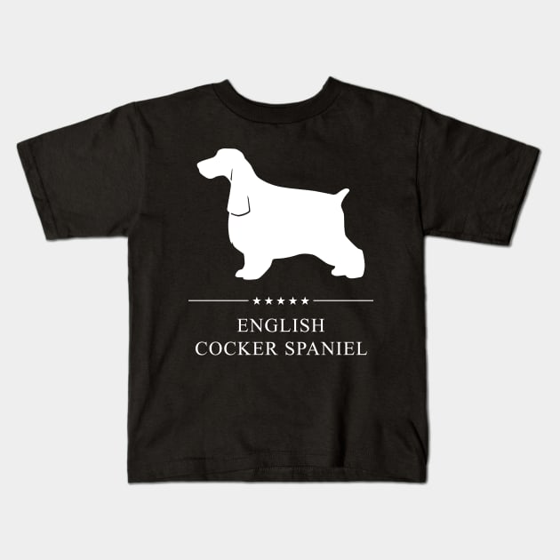 English Cocker Spaniel Dog White Silhouette Kids T-Shirt by millersye